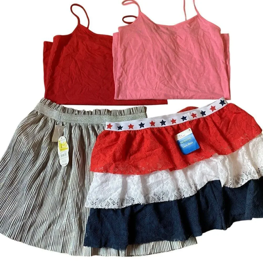Teenage Girls Junior Clothes Size L/XL Lot Of 4 2Tank Tops 2Mini Skirts Summer
